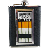 8 oz Stainless-Steel Flask with Cigarette Case - 6 Pieces Per Retail Ready Display 21768 ROUGHNECK