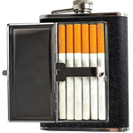 8 oz Stainless-Steel Flask with Cigarette Case - 6 Pieces Per Retail Ready Display 21768 ROUGHNECK