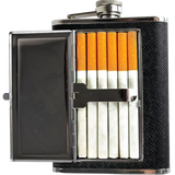 8 oz Stainless-Steel Flask with Cigarette Case - 6 Pieces Per Retail Ready Display 21768 ROUGHNECK