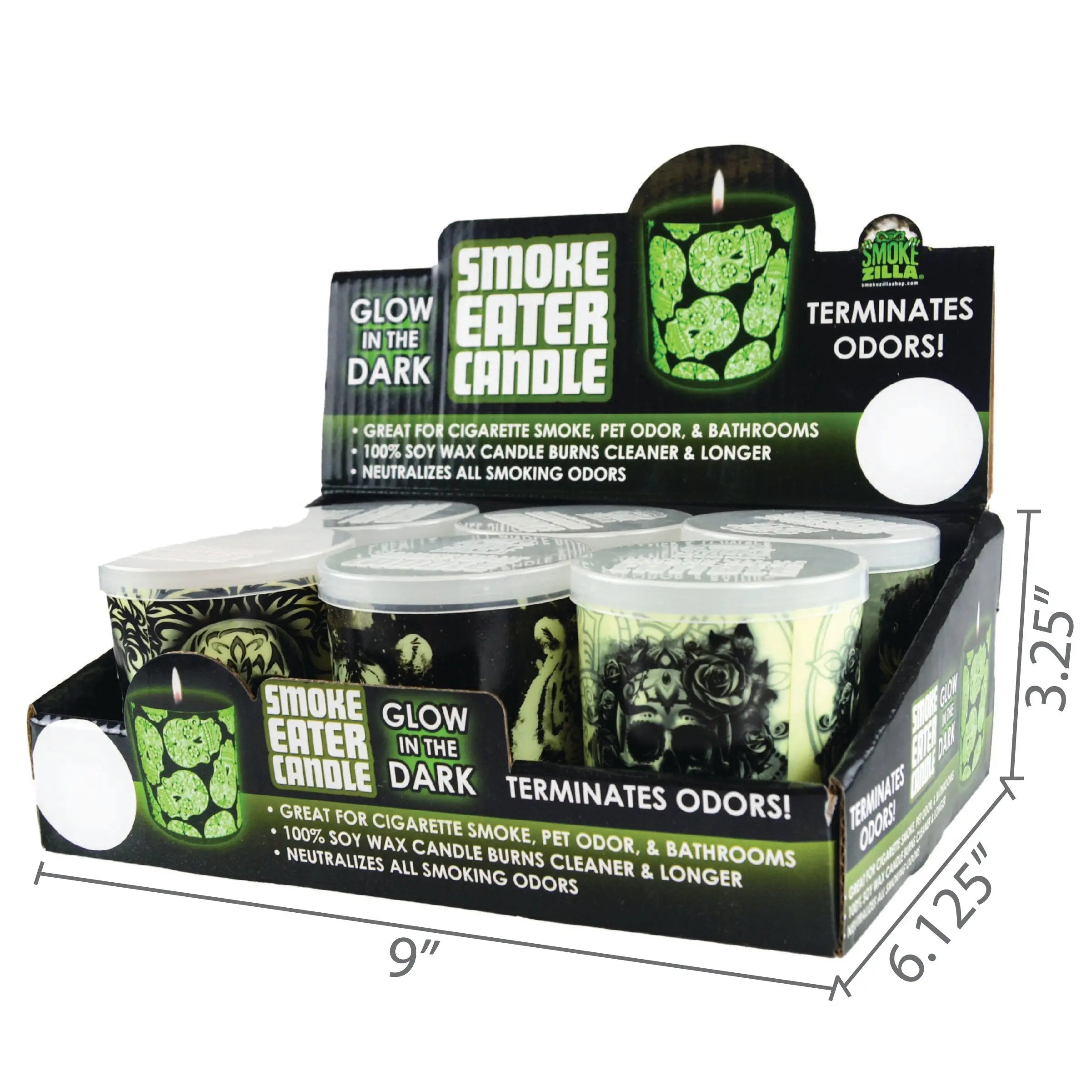 Glow in The Dark Smoke Eater Candle - 6 Pieces Per Retail Ready Display 21873 SMOKEZILLA
