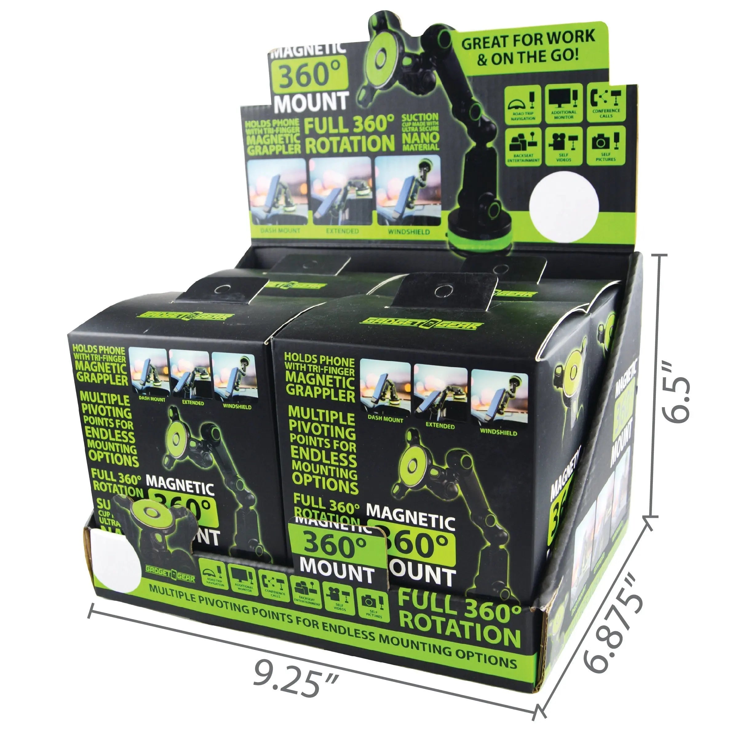 Phone Mount with Magnetic Mount and Suction Cup Base - 4 Pieces Per Retail Ready Display 21953 GADGET GEAR