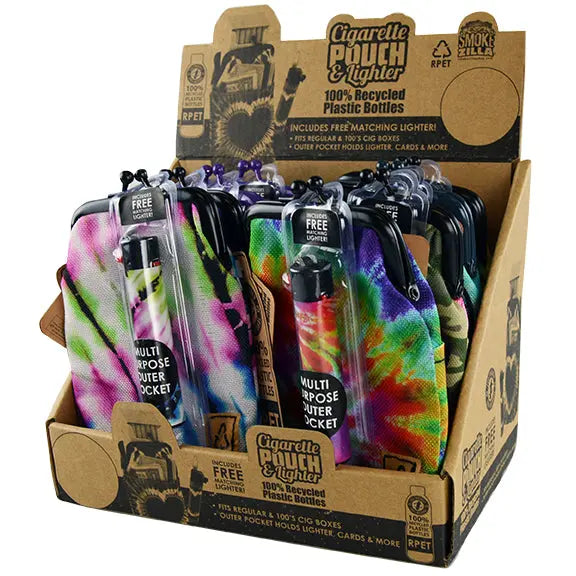 rPET Cigarette Pouch with Bonus Lighter - 8 Pieces Per Retail Ready Display 22059 SMOKEZILLA