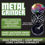 Metal 3 Piece Grinder with Dome Lid - 6 Pieces Per Retail Ready Display 22062 SMOKEZILLA