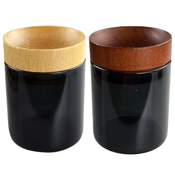 Smell Proof Storage Jar with Concave Wood Lid - 6 Pieces Per Retail Ready Display 22281 SMOKEZILLA