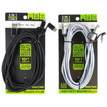 Charging Cable USB 3 in 1 Multi-Head USB-C / Micro USB / Lightning 10FT - 6 Pieces Per Retail Ready Display 22424 GADGET GEAR