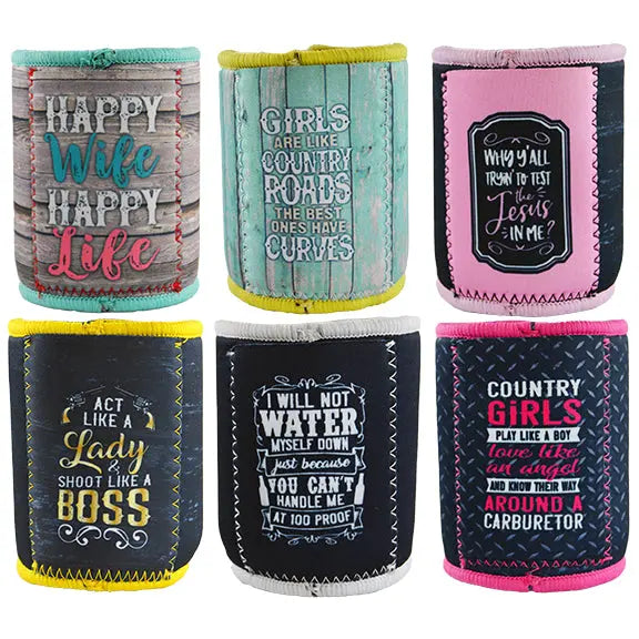 Neoprene Can and Bottle Cooler with Card Pocket - 6 Pieces Per Retail Ready Display 22467 POLAR GEAR