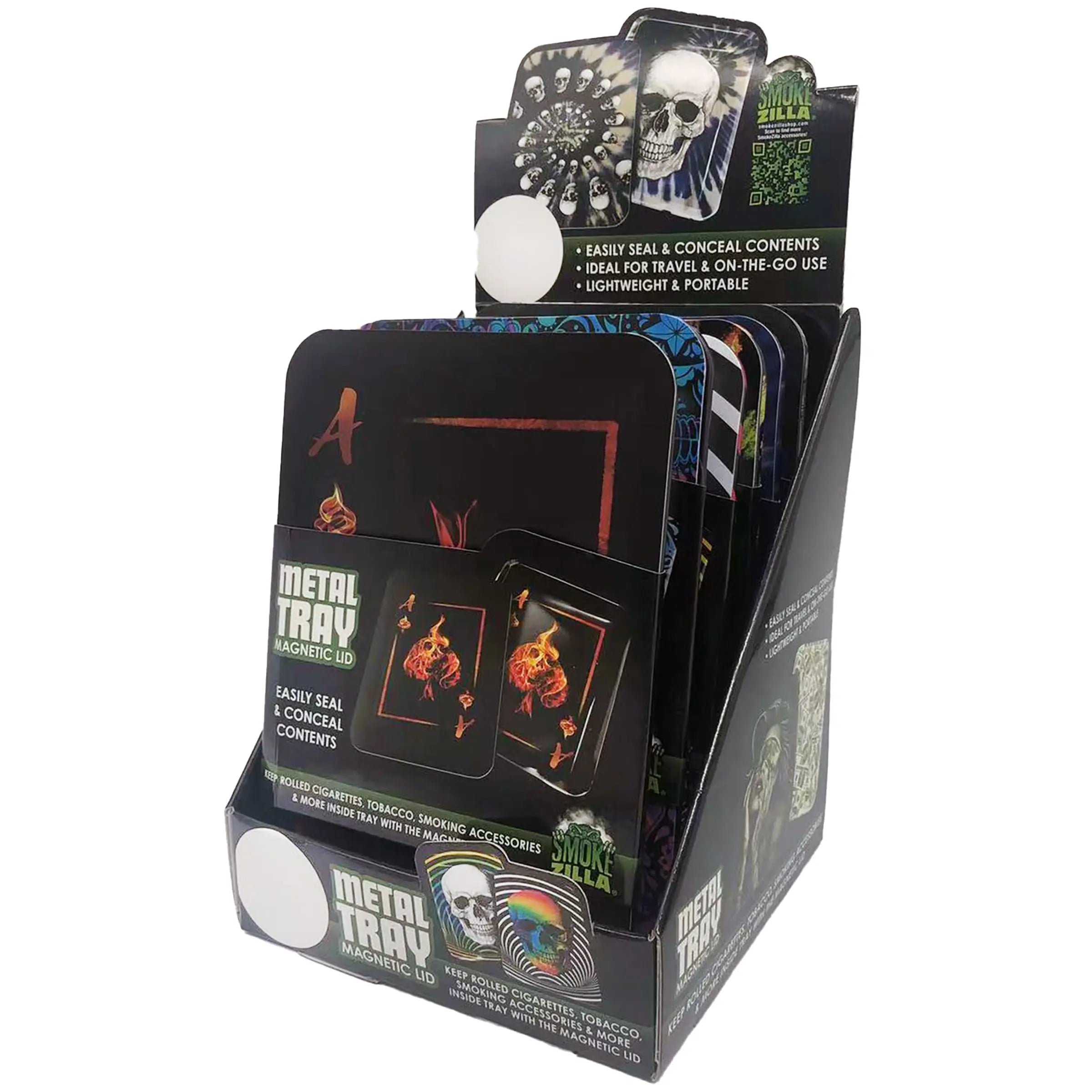 Metal Roll Tray with Magnetic Cover - 6 Pieces Per Retail Ready Display 22606 SMOKEZILLA