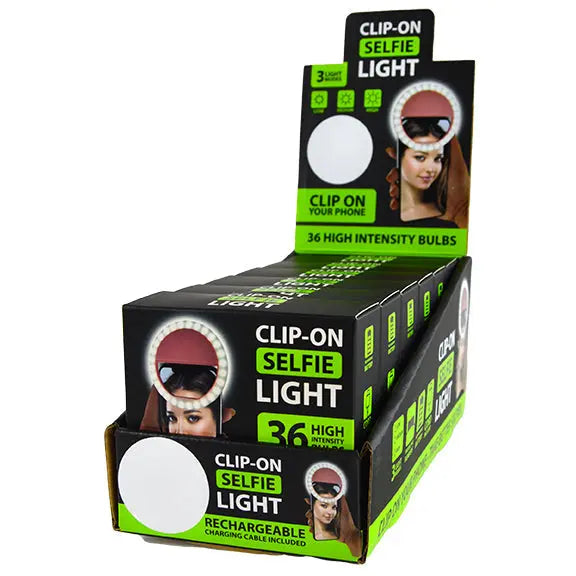 Rechargeable Clip On Selfie Light - 6 Pieces Per Retail Ready Display 22669 GADGET GEAR