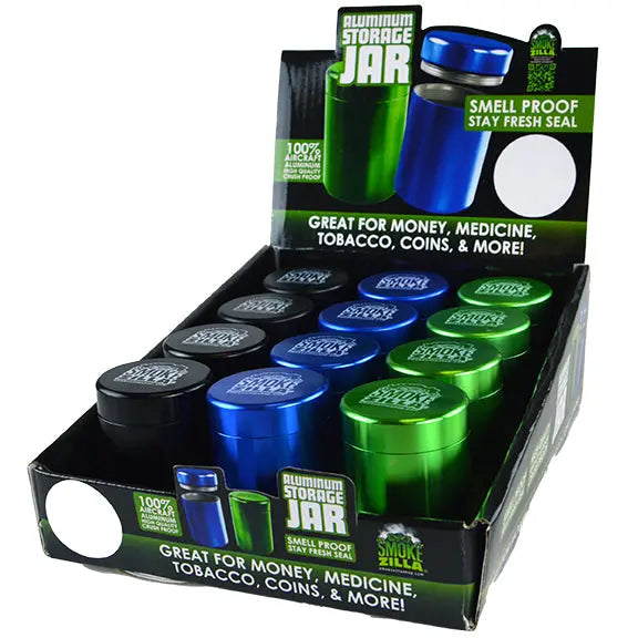 Smell Proof Metal Storage Jar - 12 Pieces Per Retail Ready Display 22674 SMOKEZILLA