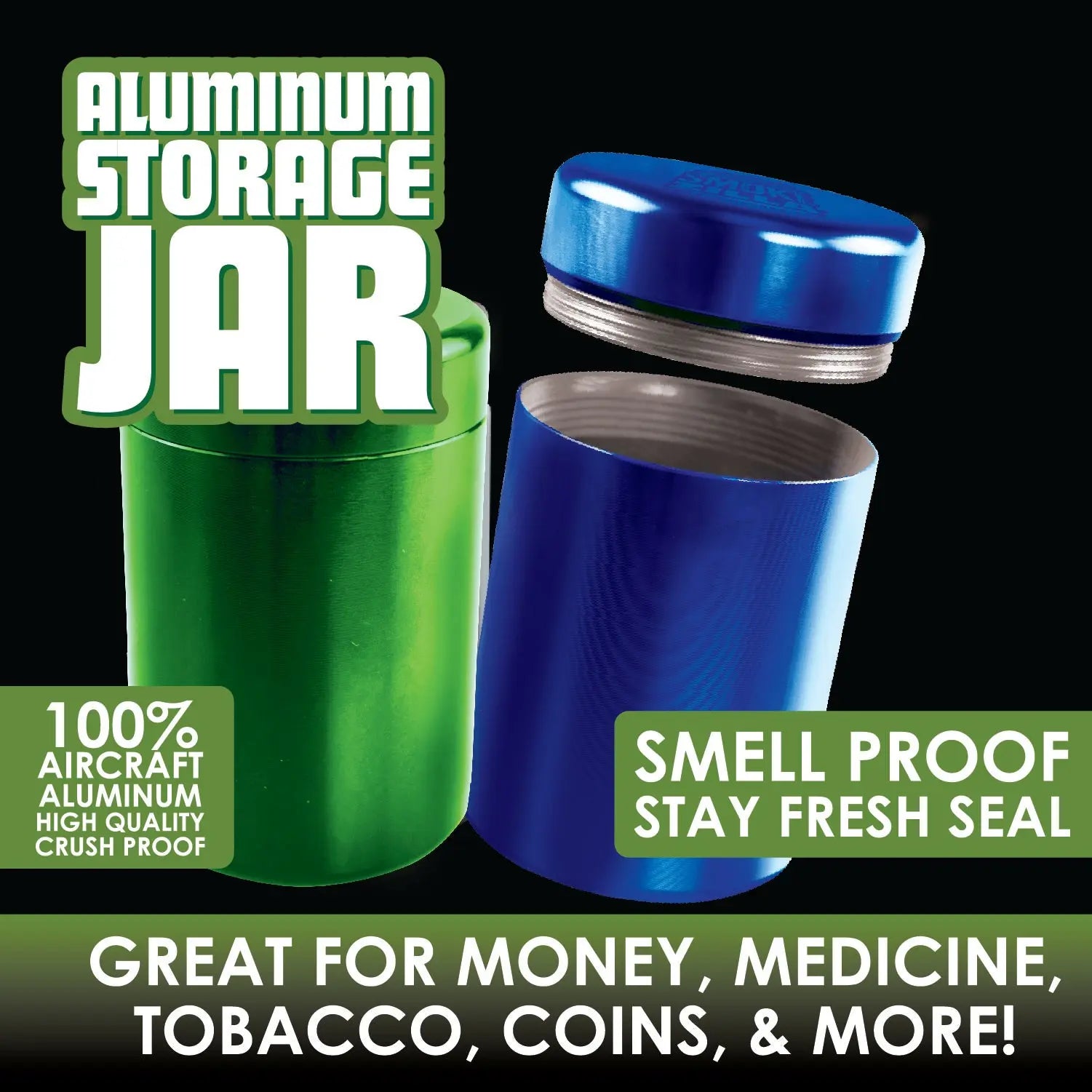 Smell Proof Metal Storage Jar - 12 Pieces Per Retail Ready Display 22674 SMOKEZILLA