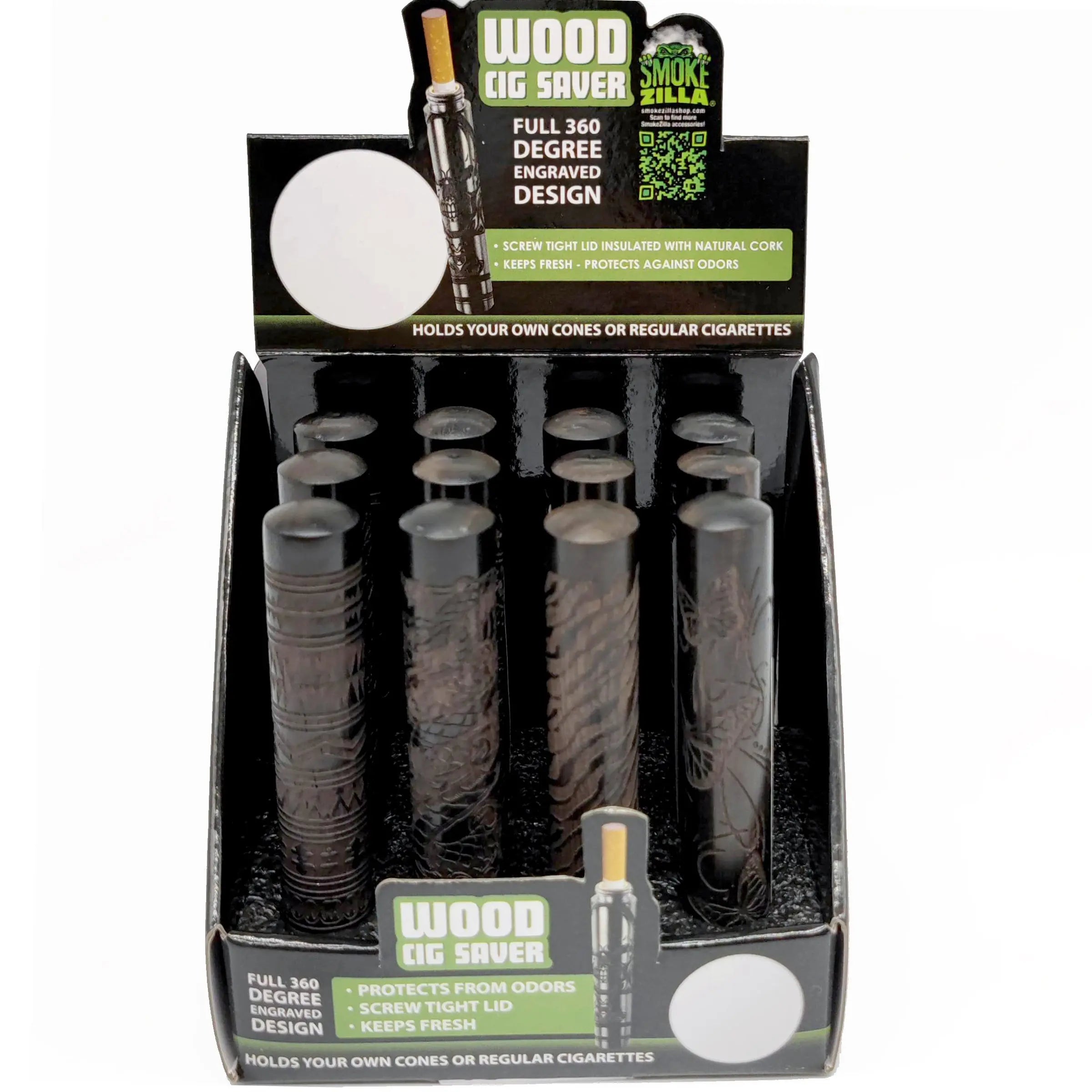 Wood Cigarette Saver Tube - 12 Pieces Per Retail Ready Display 22689 SMOKEZILLA