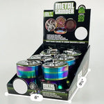 Metal 4 Piece Rainbow Grinder with Crank - 6 Pieces Per Retail Ready Display 22703 SMOKEZILLA