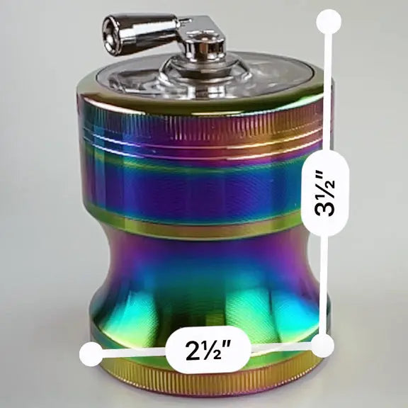Metal 4 Piece Rainbow Grinder with Crank - 6 Pieces Per Retail Ready Display 22703 SMOKEZILLA