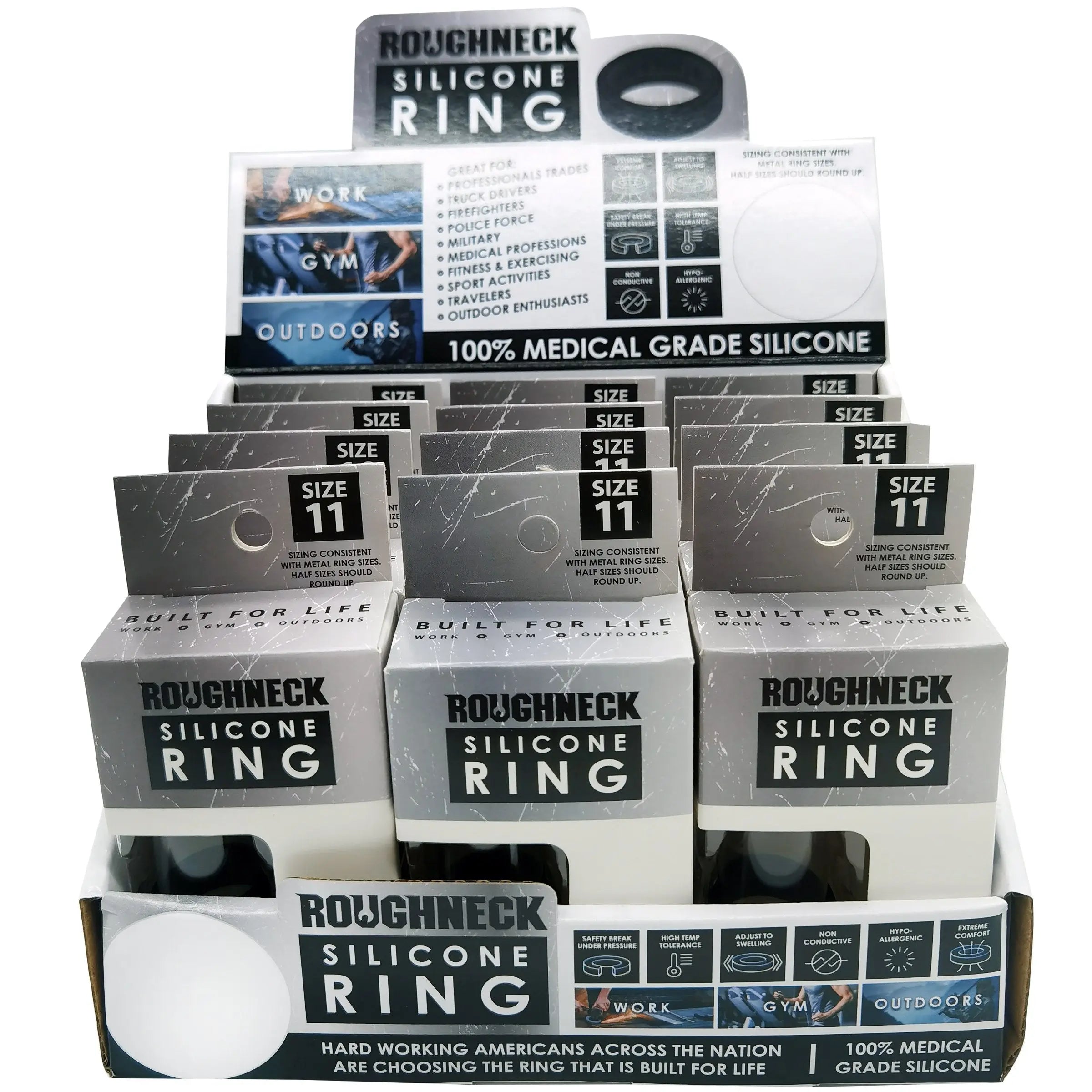 Silicone Ring Assortment - 12 Pieces Per Retail Ready Display 22803 ROUGHNECK