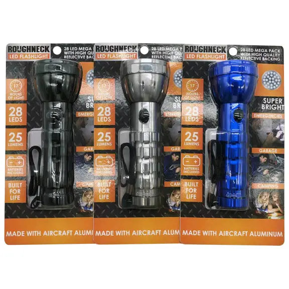 LED Flashlight with Strap - 6 Pieces Per Retail Ready Display 22804 ROUGHNECK