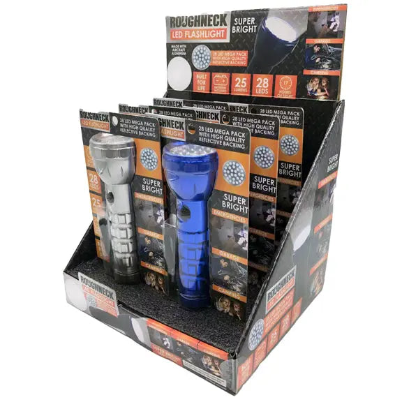 LED Flashlight with Strap - 6 Pieces Per Retail Ready Display 22804 ROUGHNECK