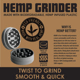 Hemp Resin 2 Piece Grinder With Magnetic Closure - 12 Pieces Per Retail Ready Display 22806 SMOKEZILLA