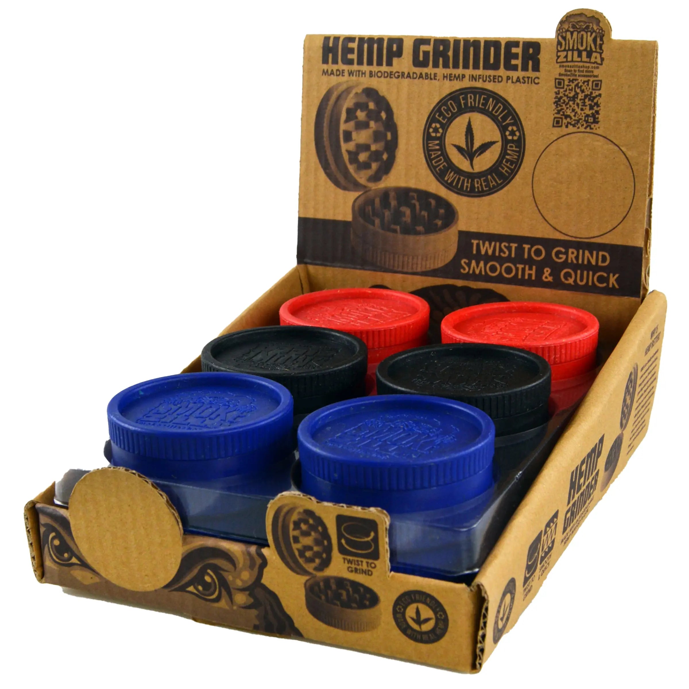 Hemp Resin 2 Piece Grinder With Magnetic Closure - 12 Pieces Per Retail Ready Display 22806 SMOKEZILLA