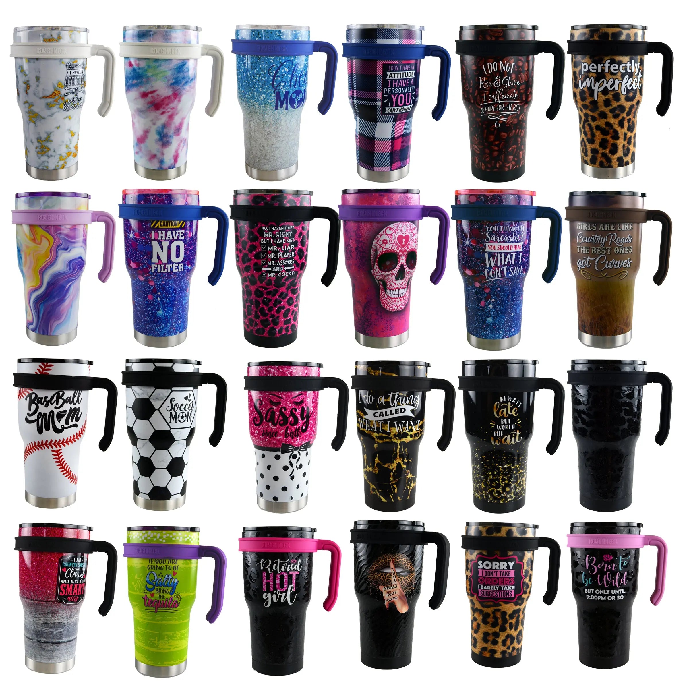 30 oz Insulated Stainless-Steel Cup with Handle Assortment Floor Display - 36 Pieces Per Retail Ready Display 88360 ROUGHNECK