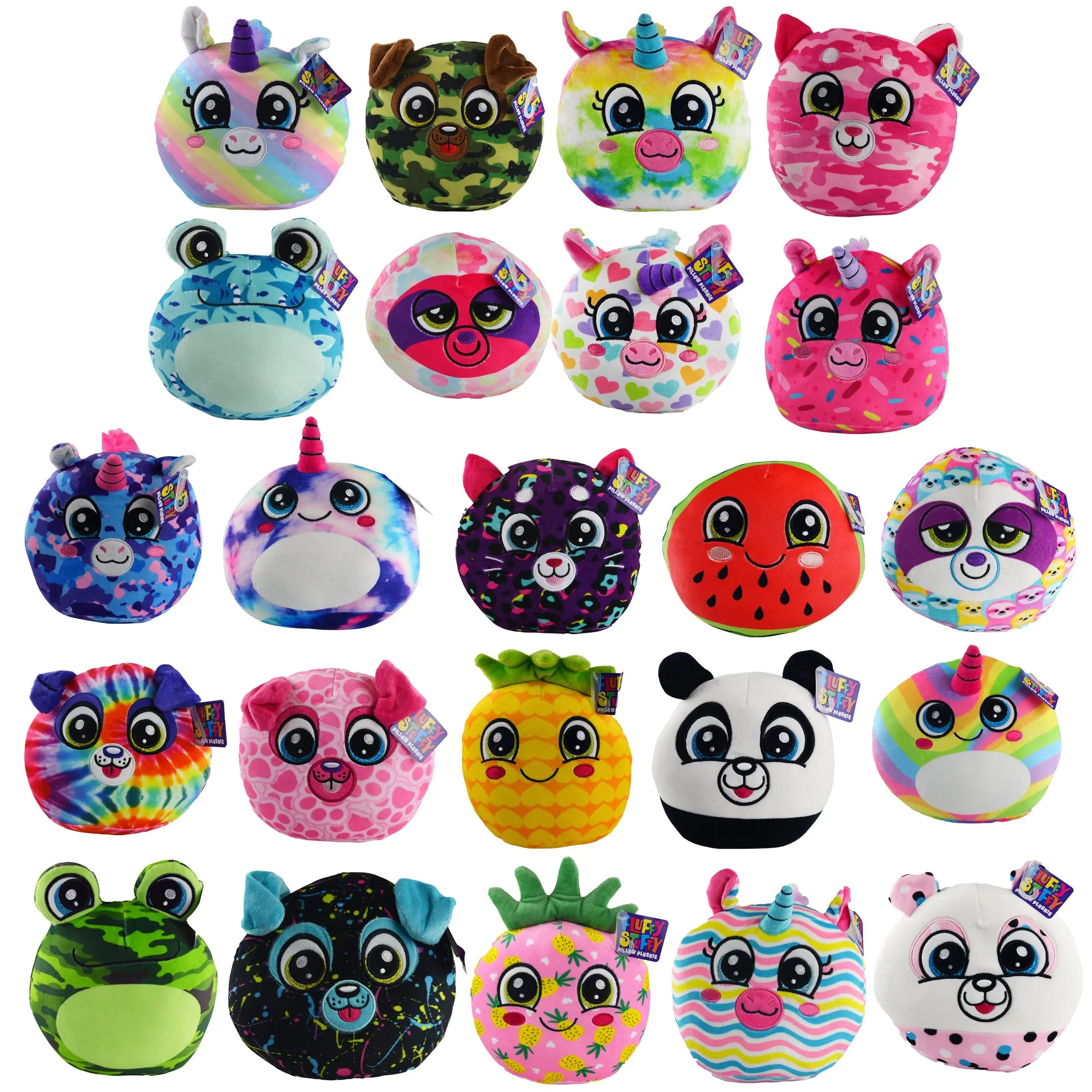 Plush Pillow Fluffy Stuffy Assortment Floor Display - 24 Pieces Per Retail Ready Display 88375 KIPP BROTHERS