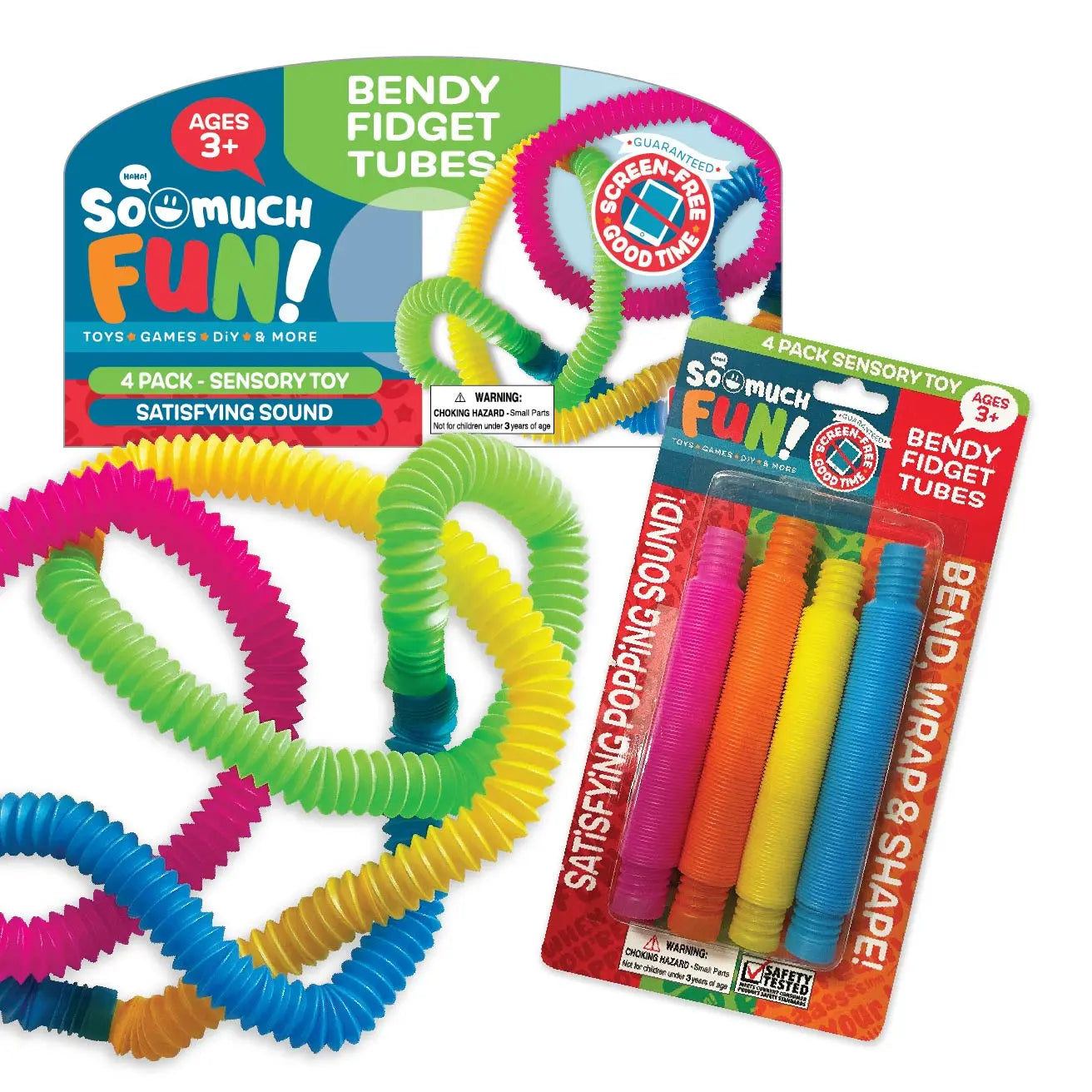 Bendy Fidget Tubes 4 Pack Set - 12 Pieces Per Pack 22938 KIPP BROTHERS