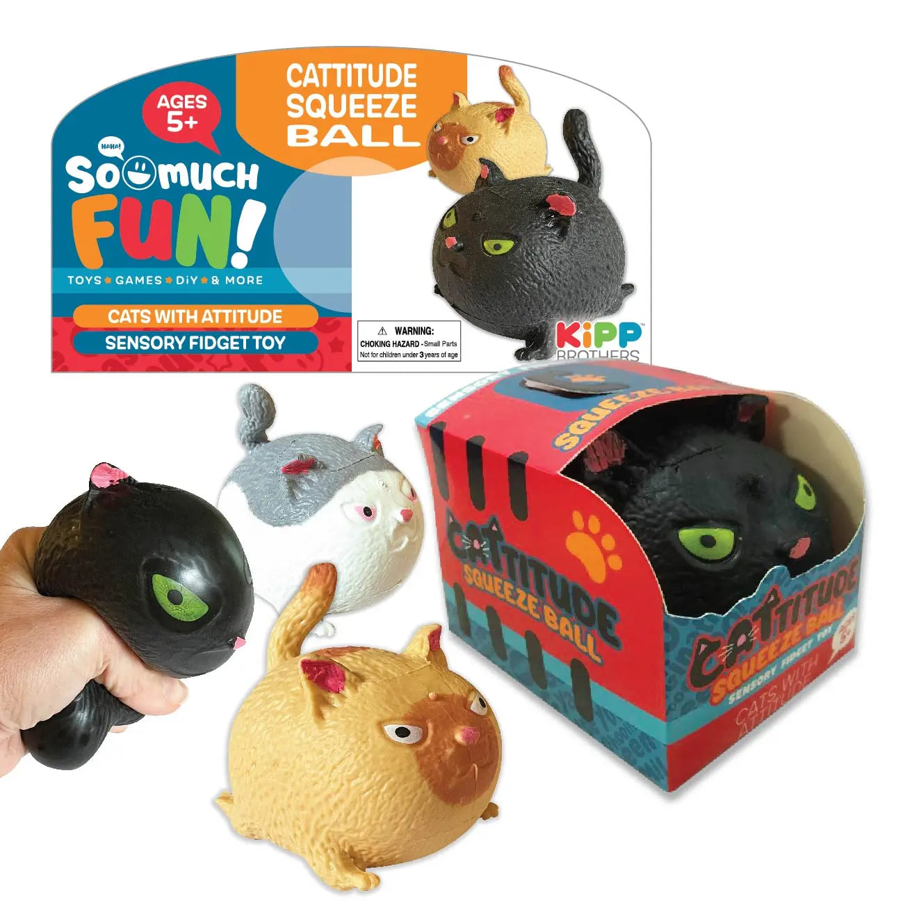 Squish and Squeeze Cat Ball - 12 Pieces Per Pack 22964 KIPP BROTHERS