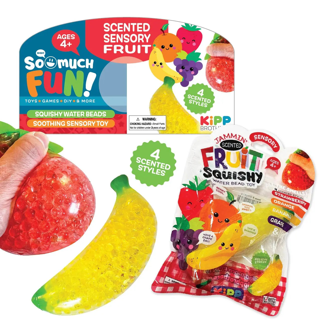 Squish and Squeeze Scented Fruit Bead Ball Toy - 12 Pieces Per Pack 22976 KIPP BROTHERS