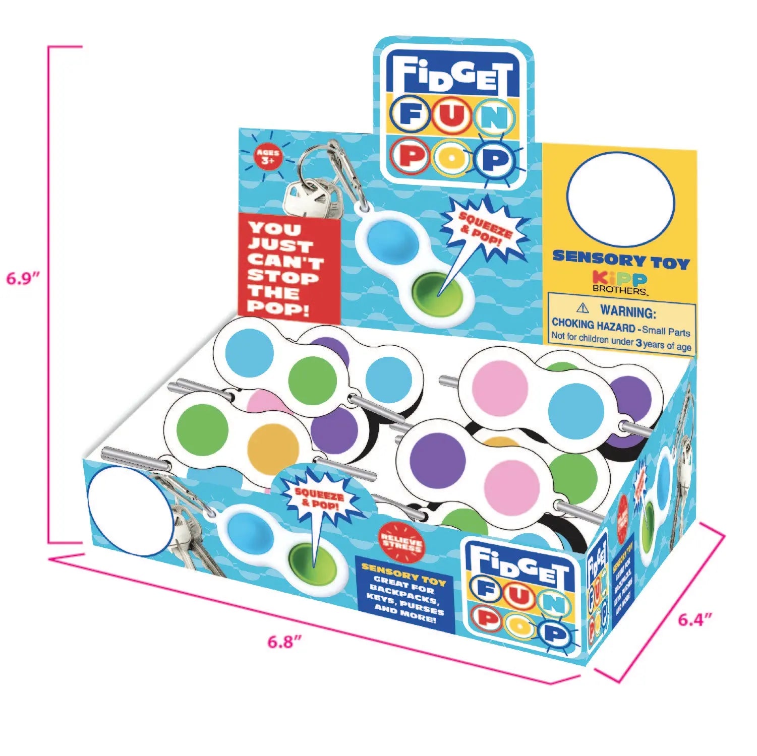 Fidget Pop Key Chain - 24 Pieces Per Retail Ready Display 23028 KIPP BROTHERS