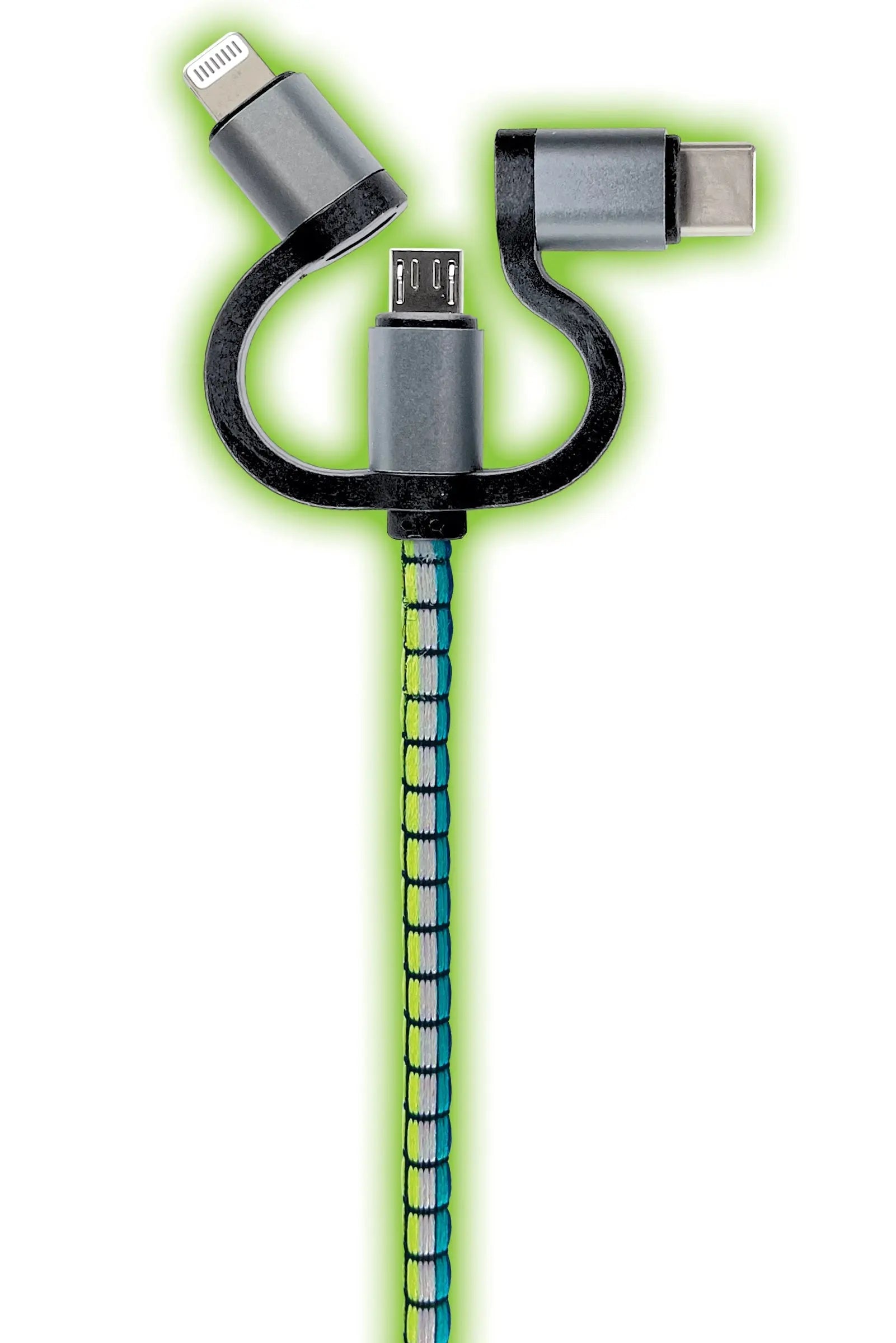 Charging Cable USB 3 in 1 Multi-Head USB-C / Micro USB / Lightning 10FT - 6 Pieces Per Retail Ready Display 23100 GADGET GEAR