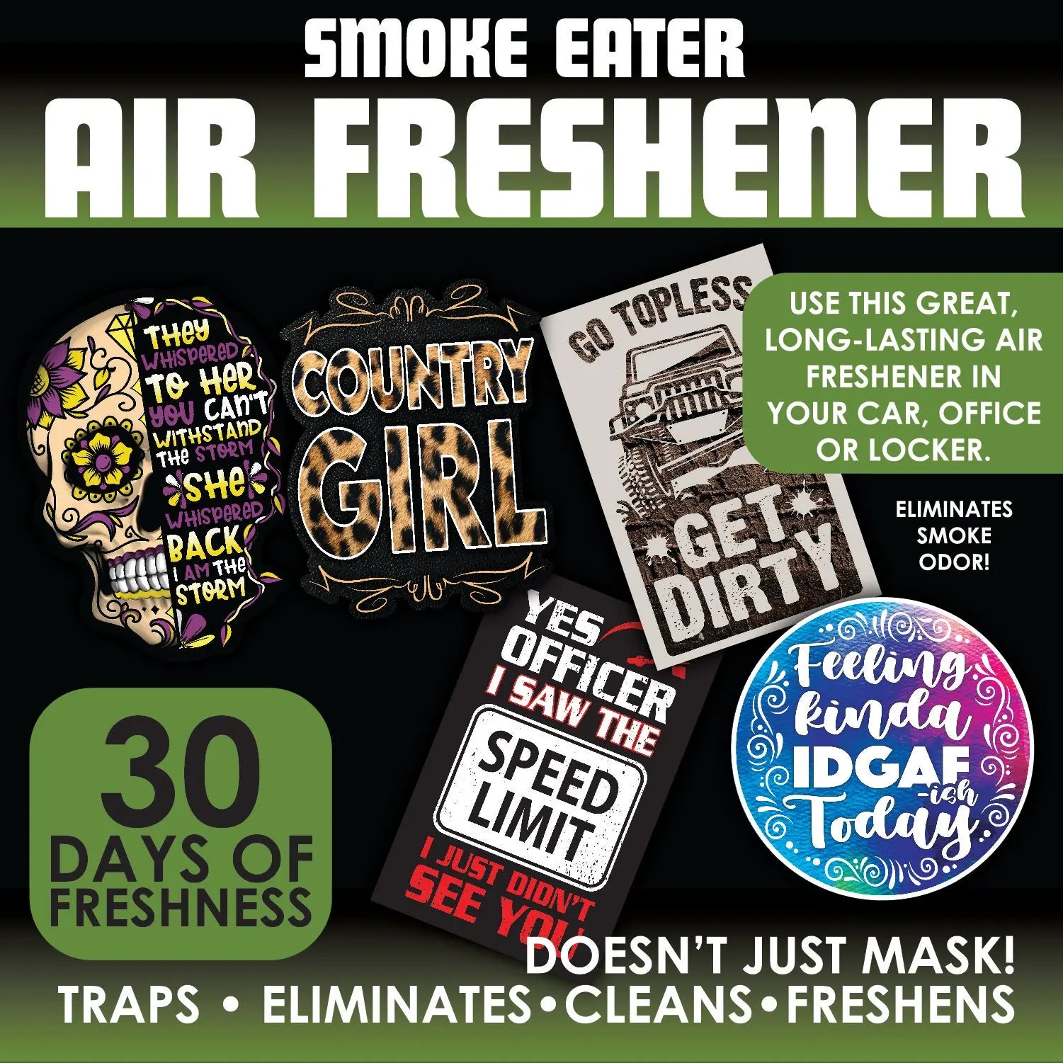 Smoke Eater Hanging Air Freshener - 12 Pieces Per Retail Ready Display 23146 SMOKEZILLA