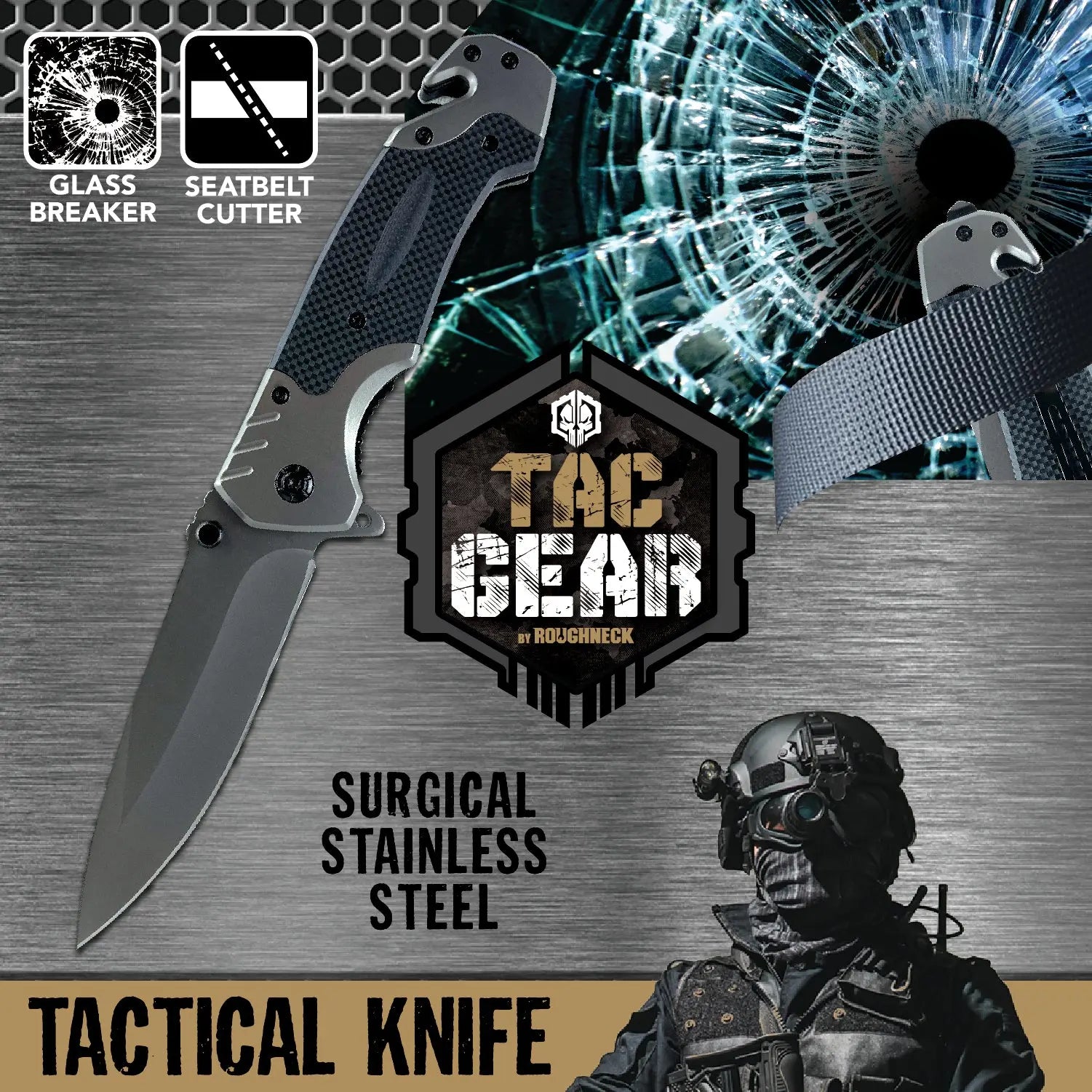Pocket Knife with Belt Cutter - 6 Pieces Per Retail Ready Display 23148 TAC GEAR