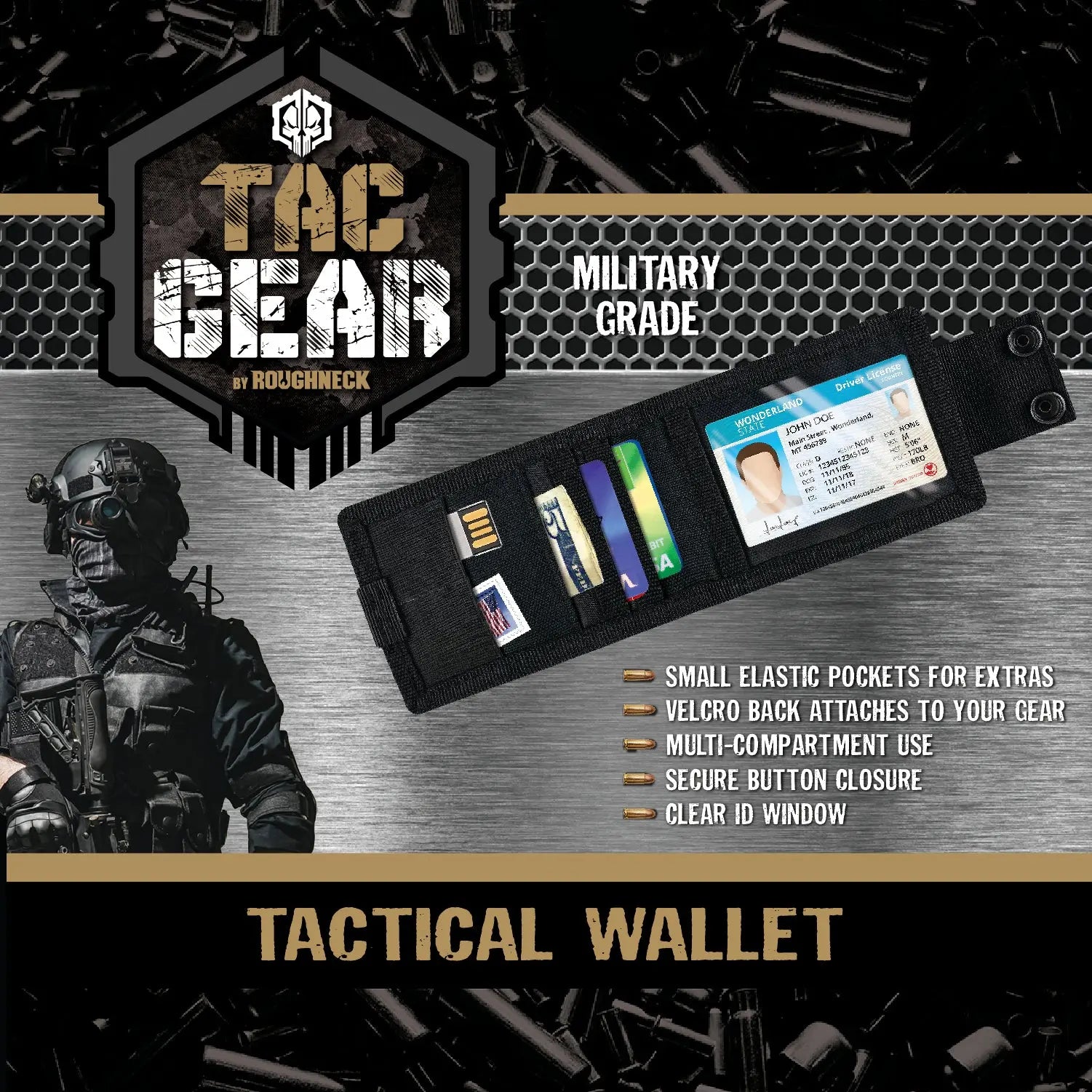 Snap Tactical Wallet with Id Window - 6 Pieces Per Retail Ready Display 23191 TAC GEAR
