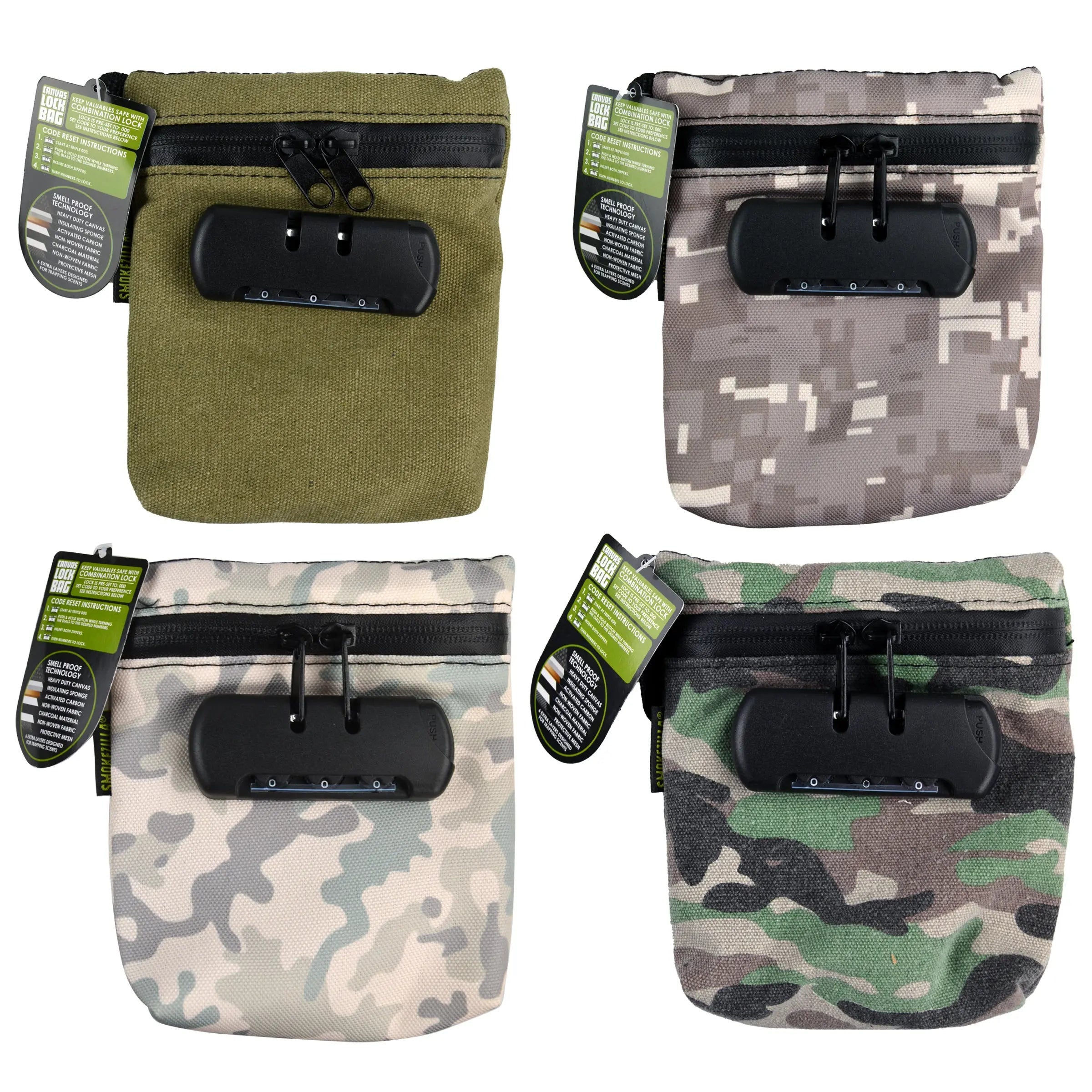 Smell Proof Canvas Locking Storage Bag - 6 Pieces Per Retail Ready Display 23221 SMOKEZILLA