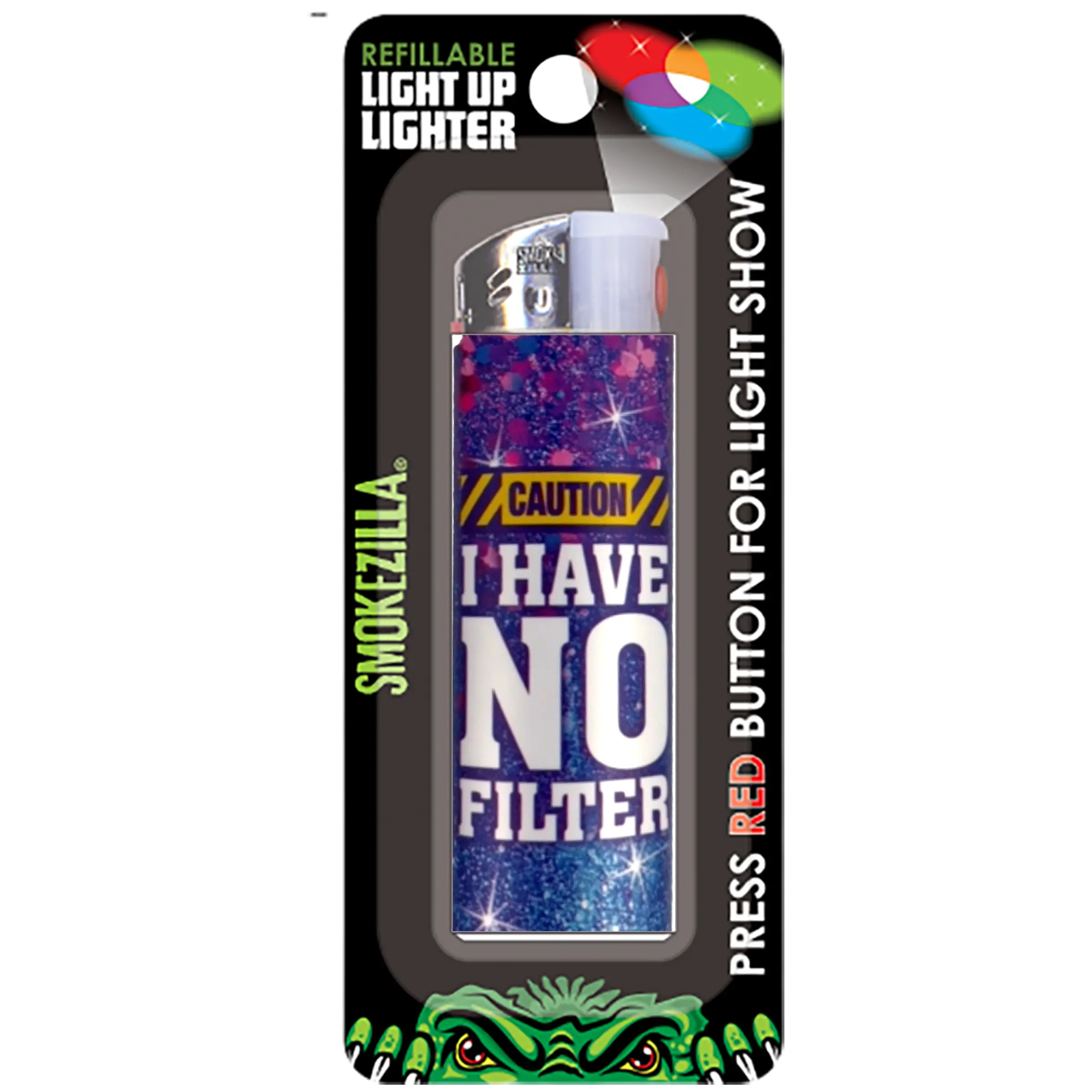 Light-Up Lighter with Blister Pack - 12 Pieces Per Pack 23282 SMOKEZILLA