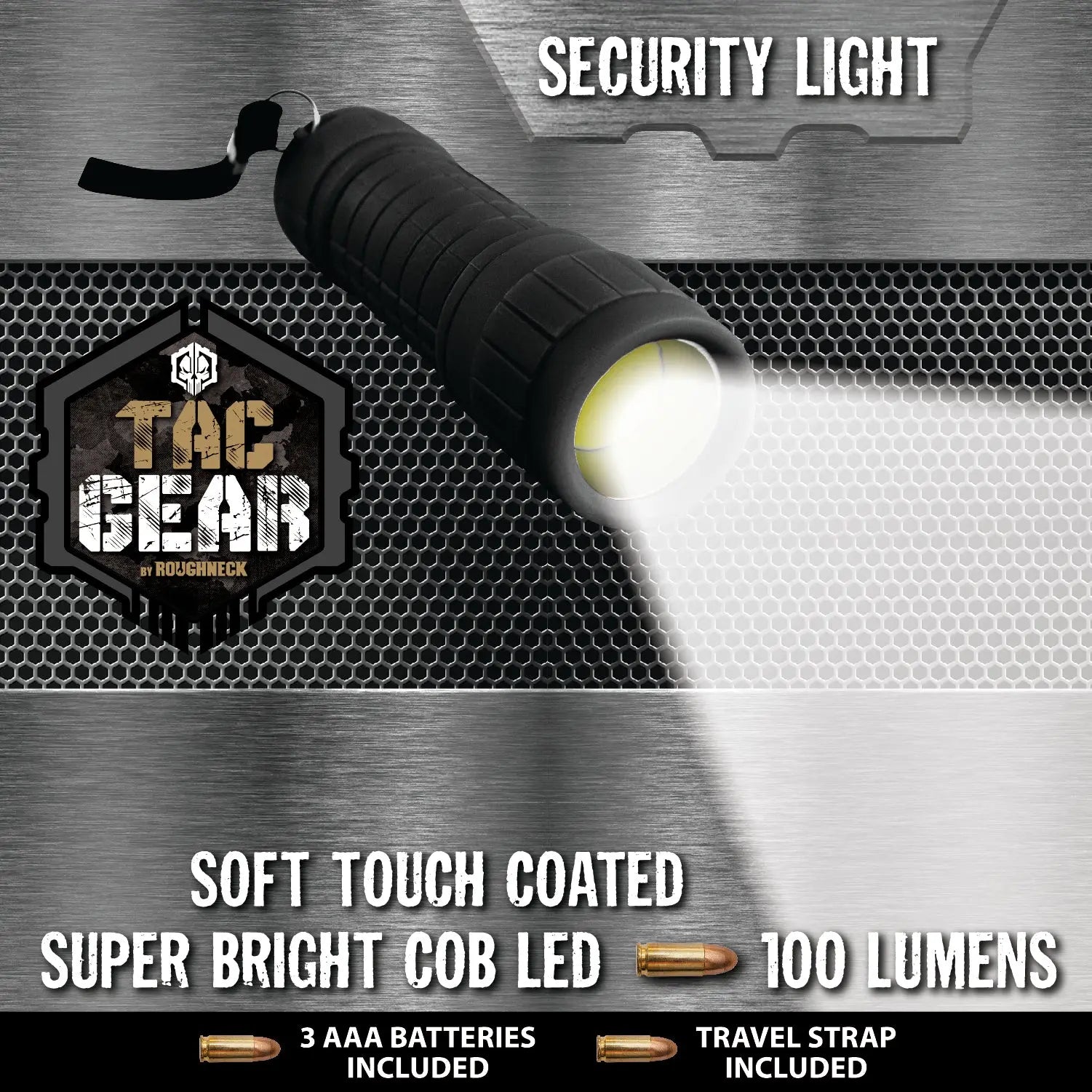 LED Flashlight with Soft Touch Coating - 12 Pieces Per Retail Ready Display 23289 TAC GEAR