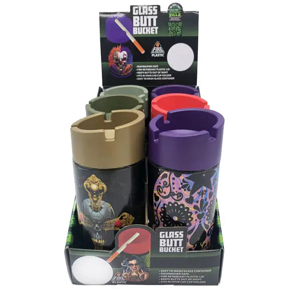 Full Print Glass Butt Bucket Ashtray - 6 Pieces Per Retail Ready Display 23291 SMOKEZILLA