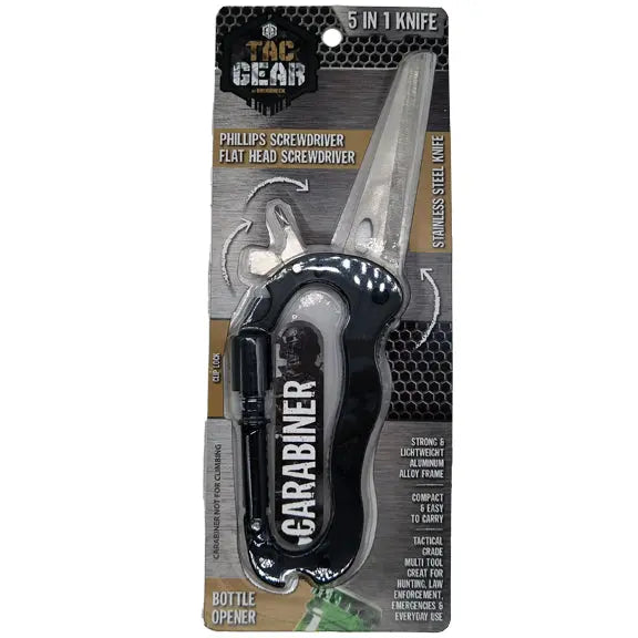 5-In-1 Carabiner Knife Tool - 6 Pieces Per Retail Ready Display 23304 TAC GEAR