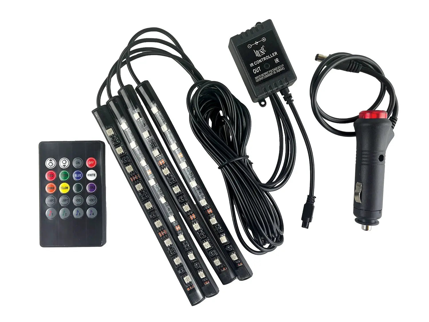 Car Mood Lighting with Remote Control - 6 Pieces Per Retail Ready Display 23307 CAR VIBEZ