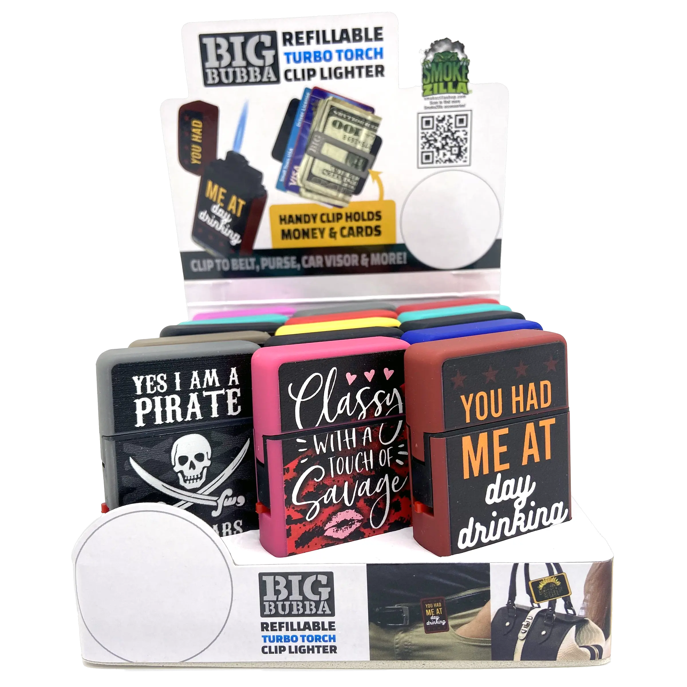 Big Bubba Dual Torch Lighter with Money Clip - 15 Pieces Per Retail Ready Display 23487 SMOKEZILLA