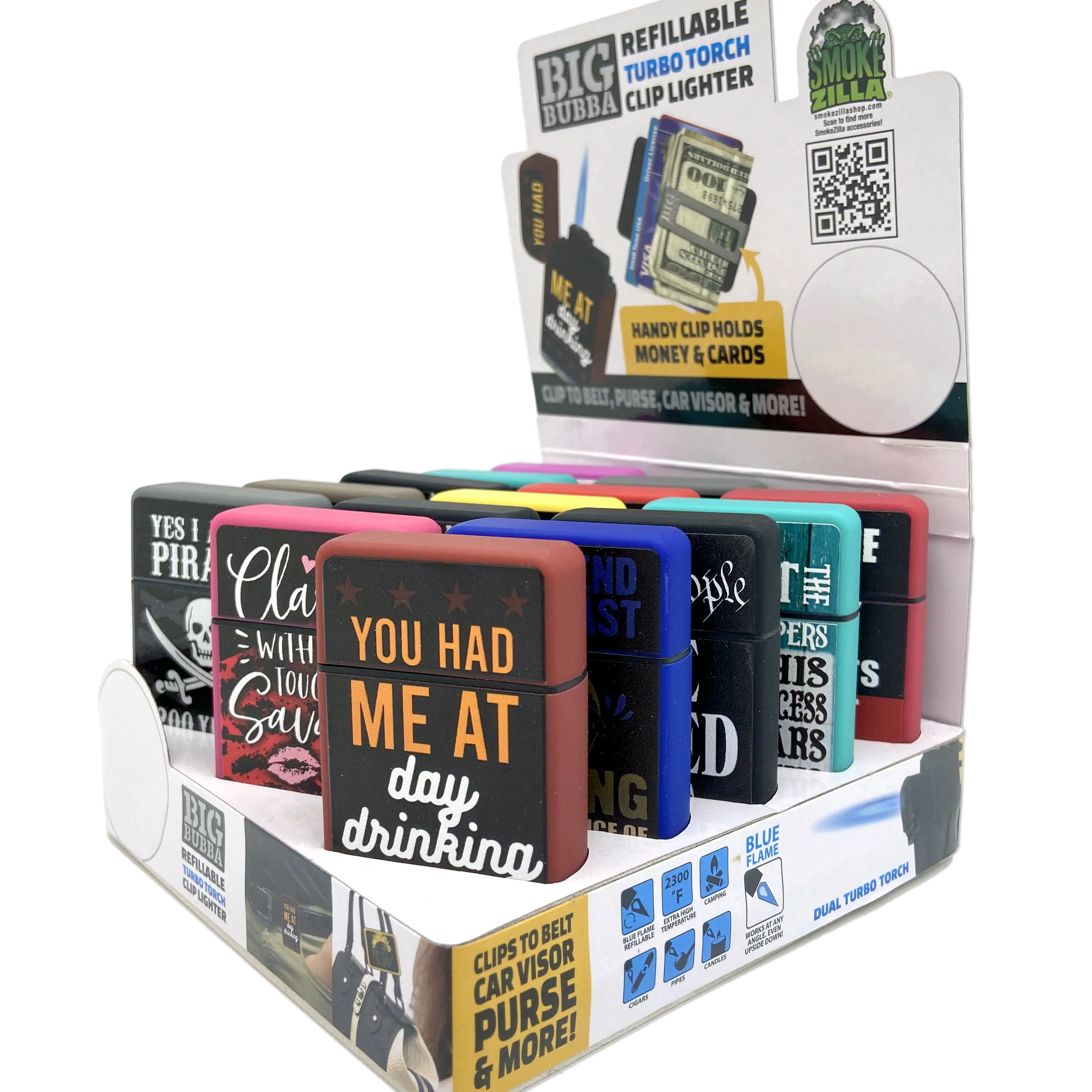 Big Bubba Dual Torch Lighter with Money Clip - 15 Pieces Per Retail Ready Display 23487 SMOKEZILLA