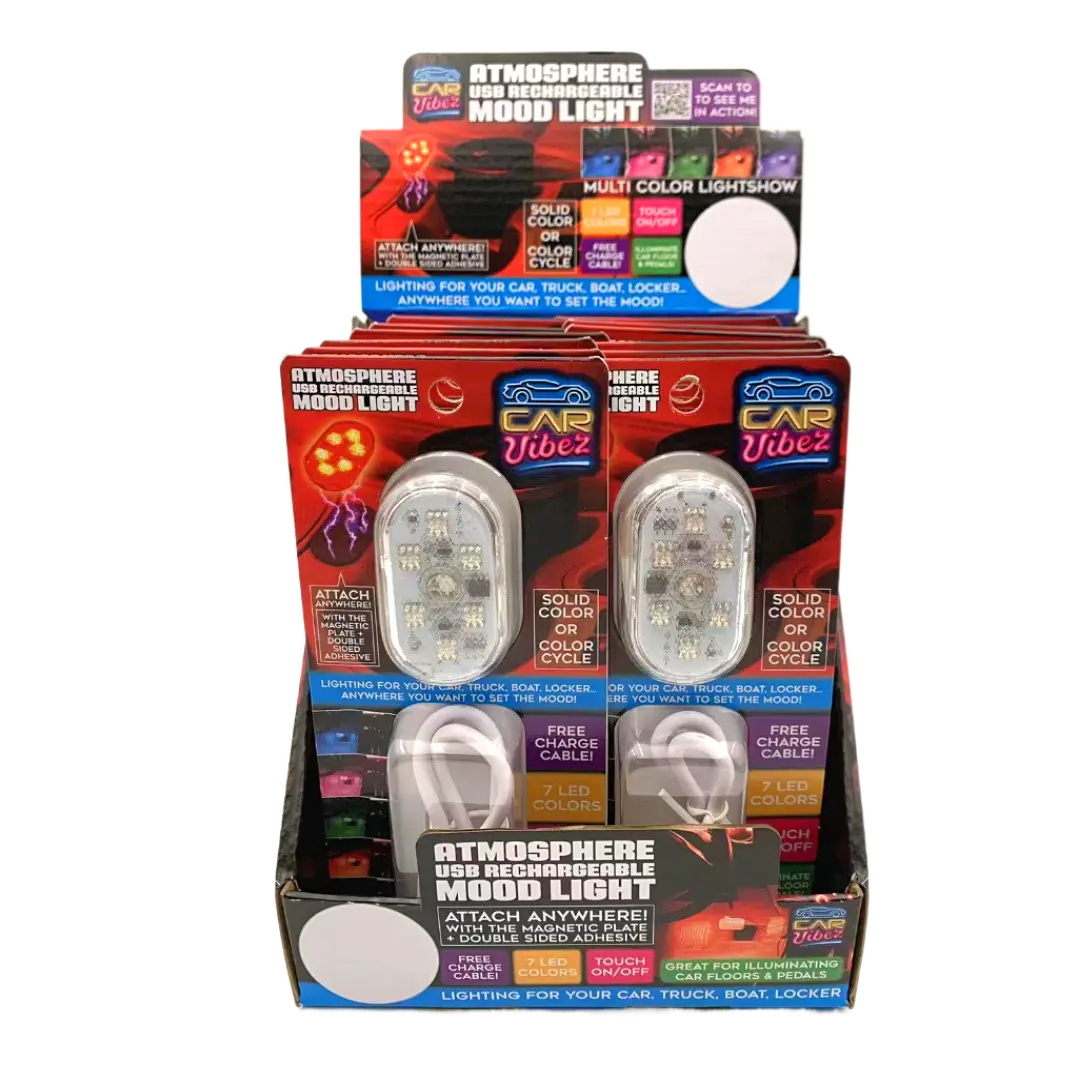Mood Light Magnetic Lamp with Charging Cable - 12 Pieces Per Retail Ready Display 23576 CAR VIBEZ