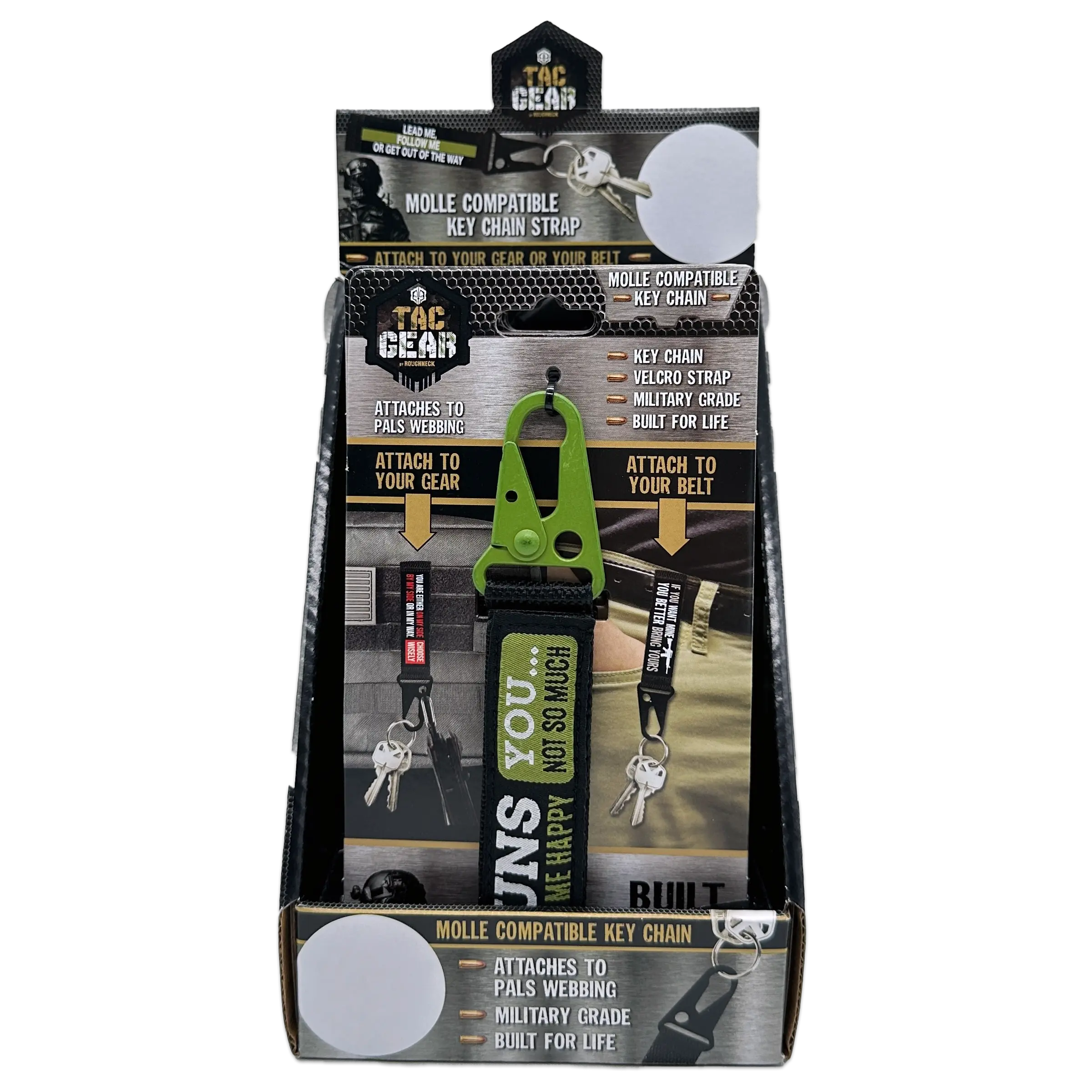 Patriotic MOLLE Strap Key Chain with Heavy Duty Clip - 6 Pieces Per Retail Ready Display 23722 TAC GEAR