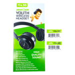 Wireless Headphones Youth with Aux Cable - 6 Pieces Per Retail Ready Display 23724 GADGET GEAR