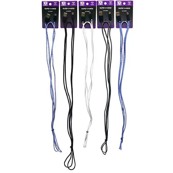 Charging Cable Nylon Braided Refill Kit Assortment - 24 Pieces Per Pack 88269 NOVELTY INC