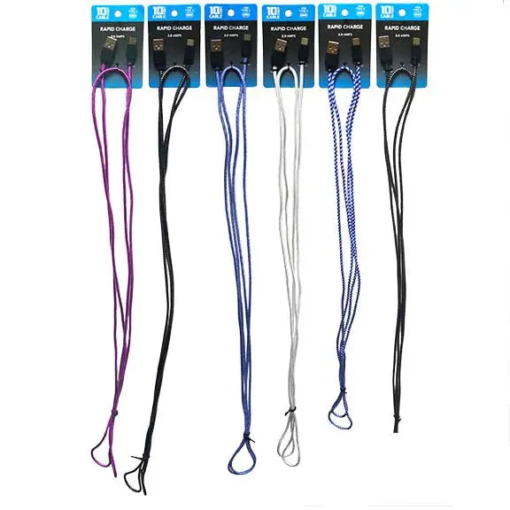 Charging Cable Nylon Braided Refill Kit Assortment - 24 Pieces Per Pack 88269 NOVELTY INC
