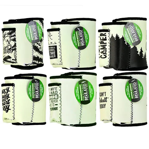 Neoprene Glow in The Dark Bottle Suit Cooler with Cigarette Pouch - 6 Pieces Per Retail Ready Display 24192 POLAR GEAR