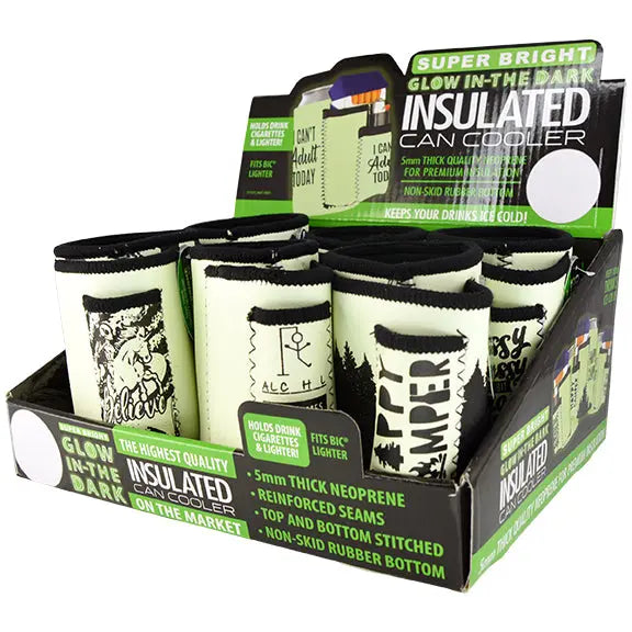 Neoprene Glow in The Dark Bottle Suit Cooler with Cigarette Pouch - 6 Pieces Per Retail Ready Display 24192 POLAR GEAR