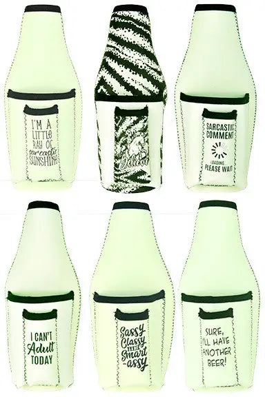 Neoprene Glow in The Dark Bottle Suit Cooler with Cigarette Pouch - 6 Pieces Per Retail Ready Display 24208 POLAR GEAR