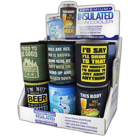 Neoprene Can and Bottle Cooler - 12 Pieces Per Retail Ready Display 25198 POLAR GEAR