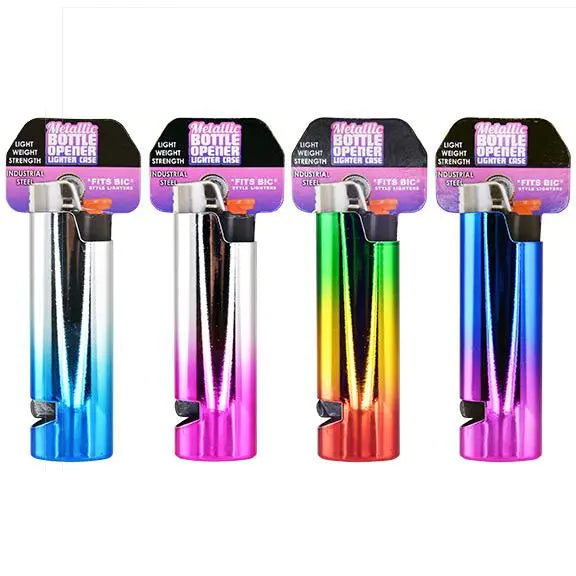Metallic Metal Lighter Case with Bottle Opener - 12 Pieces Per Retail Ready Display 25437 SMOKEZILLA